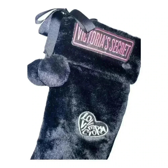 Victoria's Secret Black Faux Fur Holiday Stocking - Picture 3 of 6